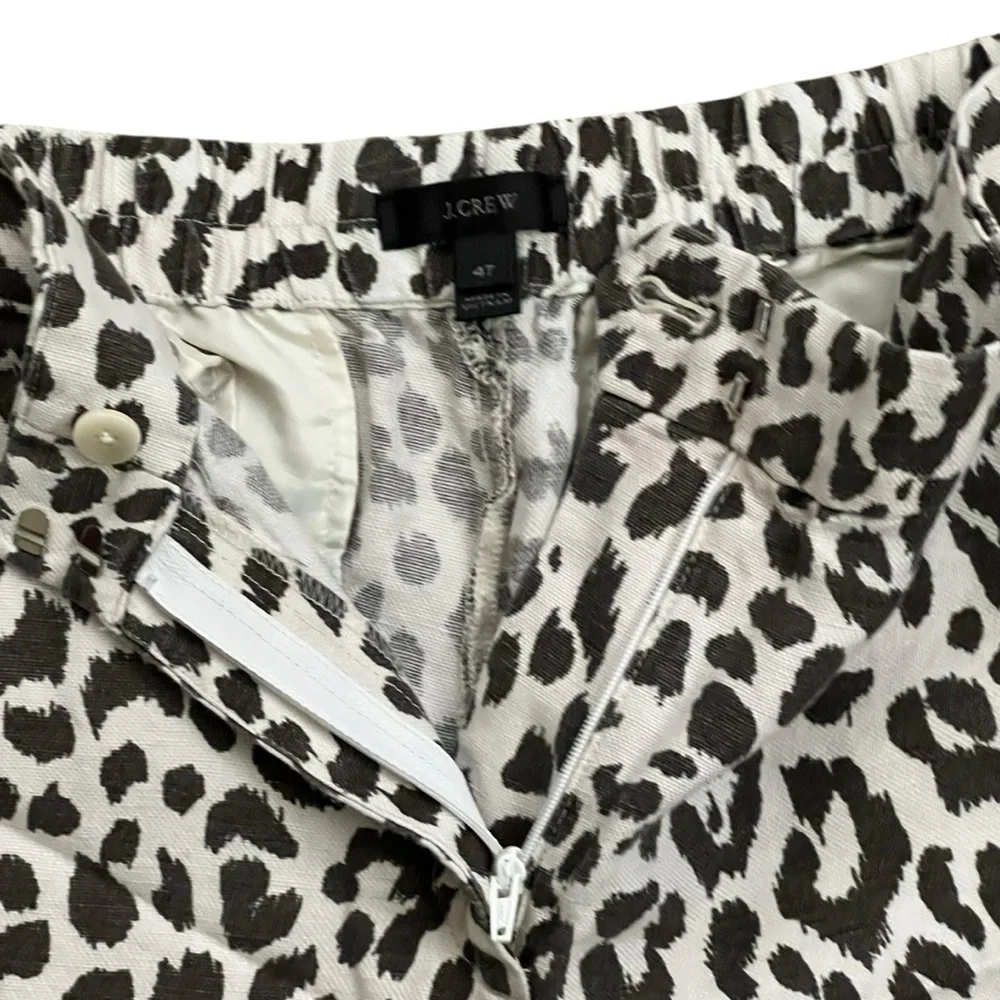 J.Crew Linen Leopard Print Pants Size 4 Tall Relaxed Lightweight Animal‎ Print